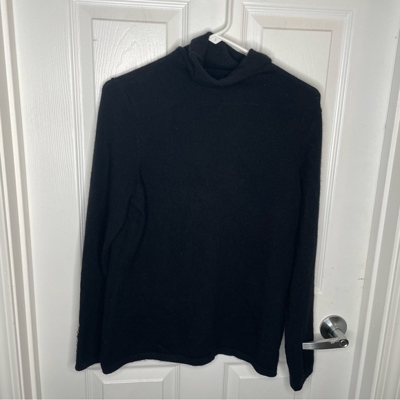 J. McLaughlin 100% Cashmere Mock Neck Sweater in Black Comfy Cozy Luxe M - Picture 1 of 9
